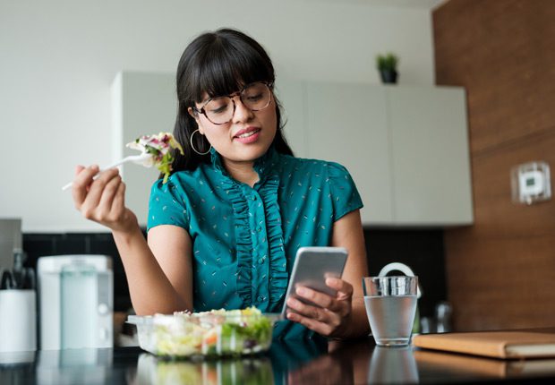 Female-employee-taking-a-rest-and-meal-break Female-employee-taking-a-rest-and-meal-break
